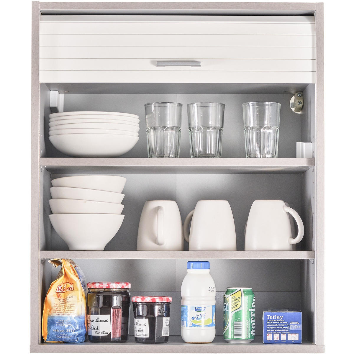 KÜCHENOBERSCHRANK mit Rolladentür 35/60/72cm - Alufarben, Holzwerkstoff (60/72/35cm) - Simmob