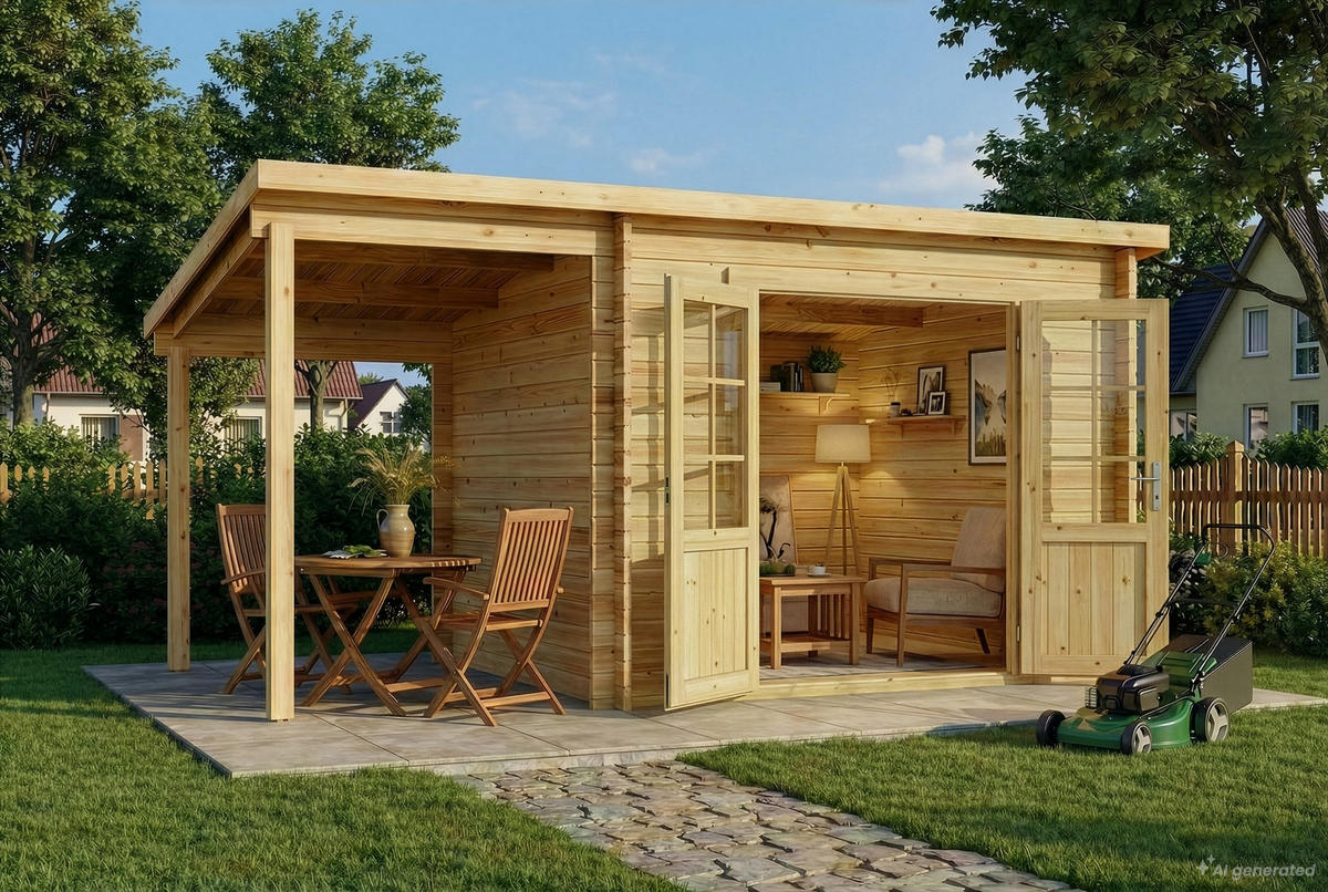 GARTENHAUS Holz Maria mit Schleppdach - Naturfarben, Holz (450/230/269cm) - Alpholz