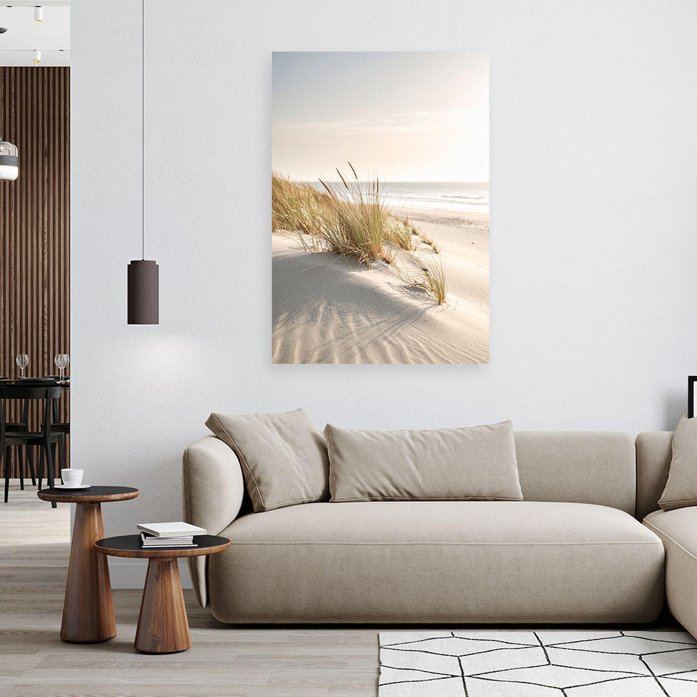 LEINWANDBILD Strand Meer Dünen Natur Pflanzen 80x120cm - Beige, Textil (80/120cm) - Feeby