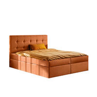 BOXSPRINGBETT mit matratze und bettkasten, Schlafbett LUDANO stoff Noel Orange 200x200 cm H3-Bonell - Orange, Holz (200/200cm) - Kaiser Möbel