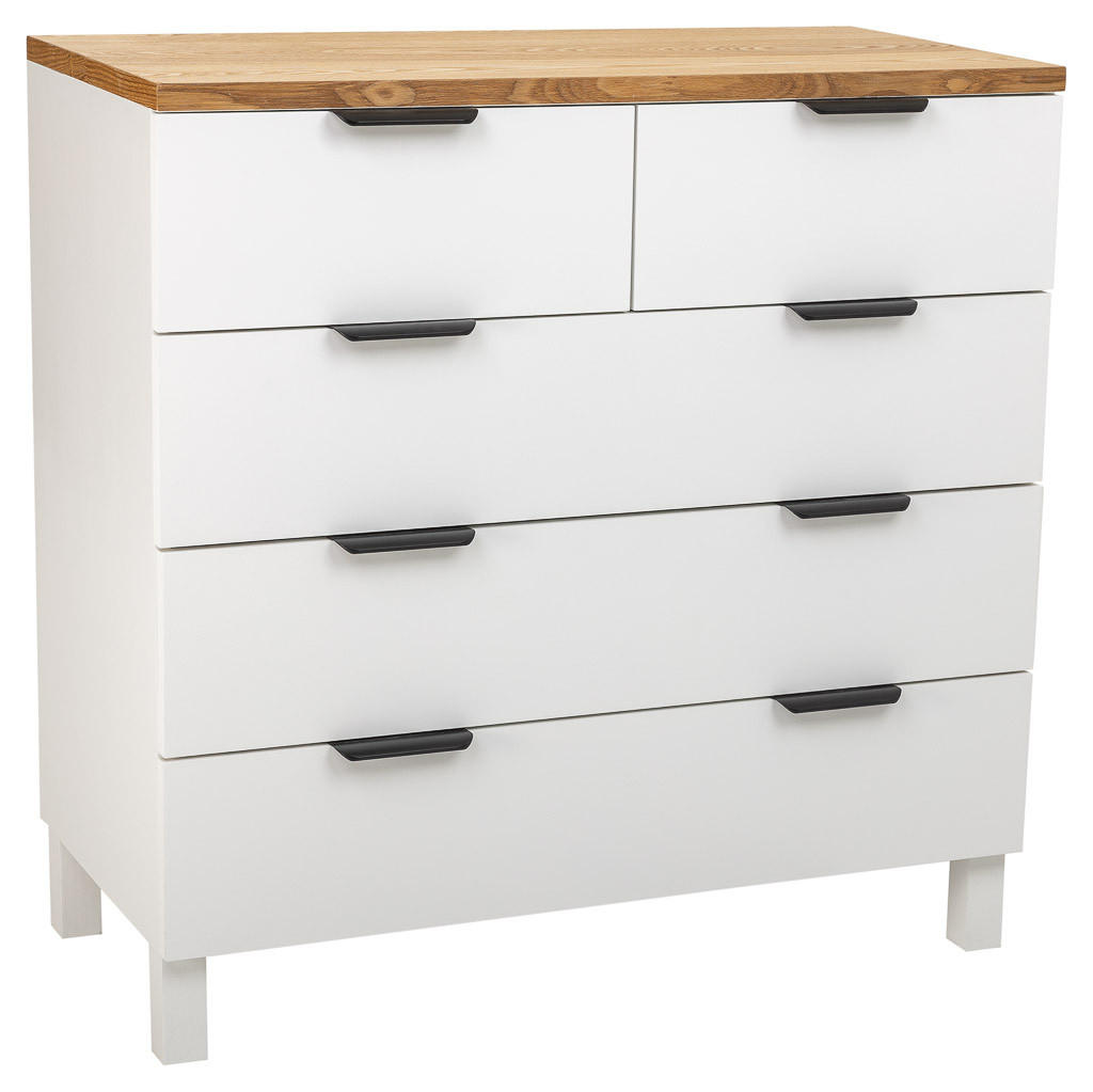 KOMMODE aus Holz mit 5 Schubladen 80x40x80,5 - Weiß, Holz (80/80/40cm) - Wanderlust