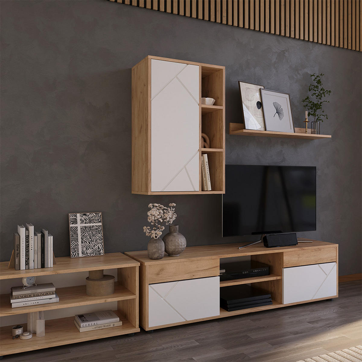 STĚNOVÁ POLICE Berno Zlatá síla dub/bílá - medově dubová, kompozitní dřevo (50.1/78.4/28.3cm) - Vicco