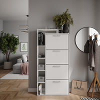 SCHUHKIPPER Orlando Weiß 80 x 166.1 cm mit 4 Fächern - Weiß, Holzwerkstoff (80/166.1/24.2cm) - Vicco