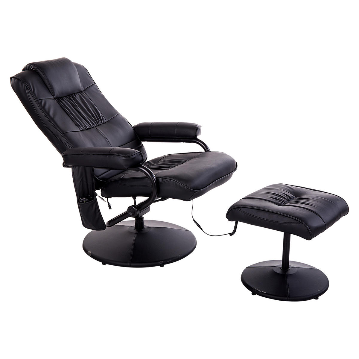 MASSAGESESSEL Schwarz mit Massagefunktion und Liegefunktion 77/84/95 cm - Schwarz, Leder (77/95/84cm) - PANGIVO