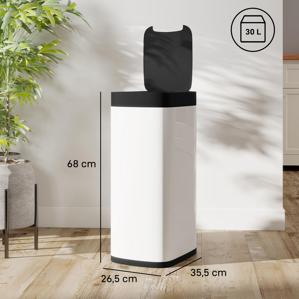KÜCHENABFALLEIMER Creme Sensor Anti-Fingerprint 50L - Creme, Metall (35.5/68/26.5cm) - PANGIVO