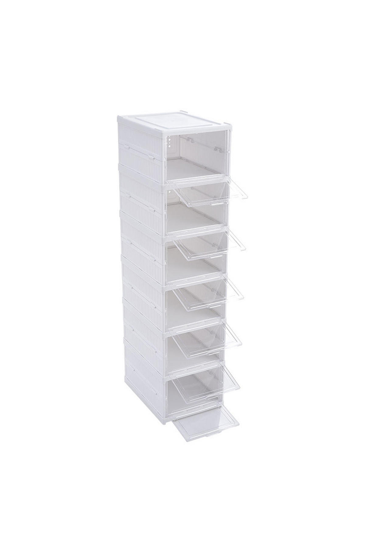 SCHUHSCHRANK 6-Stufig aus PP PS Kunststoff in Weiß Klappbar Gute Belüftung Einfache Montage 25,7 x 34,7 x 105 cm - Weiß, Kunststoff (25.7/105/34.7cm) - Livingandhome