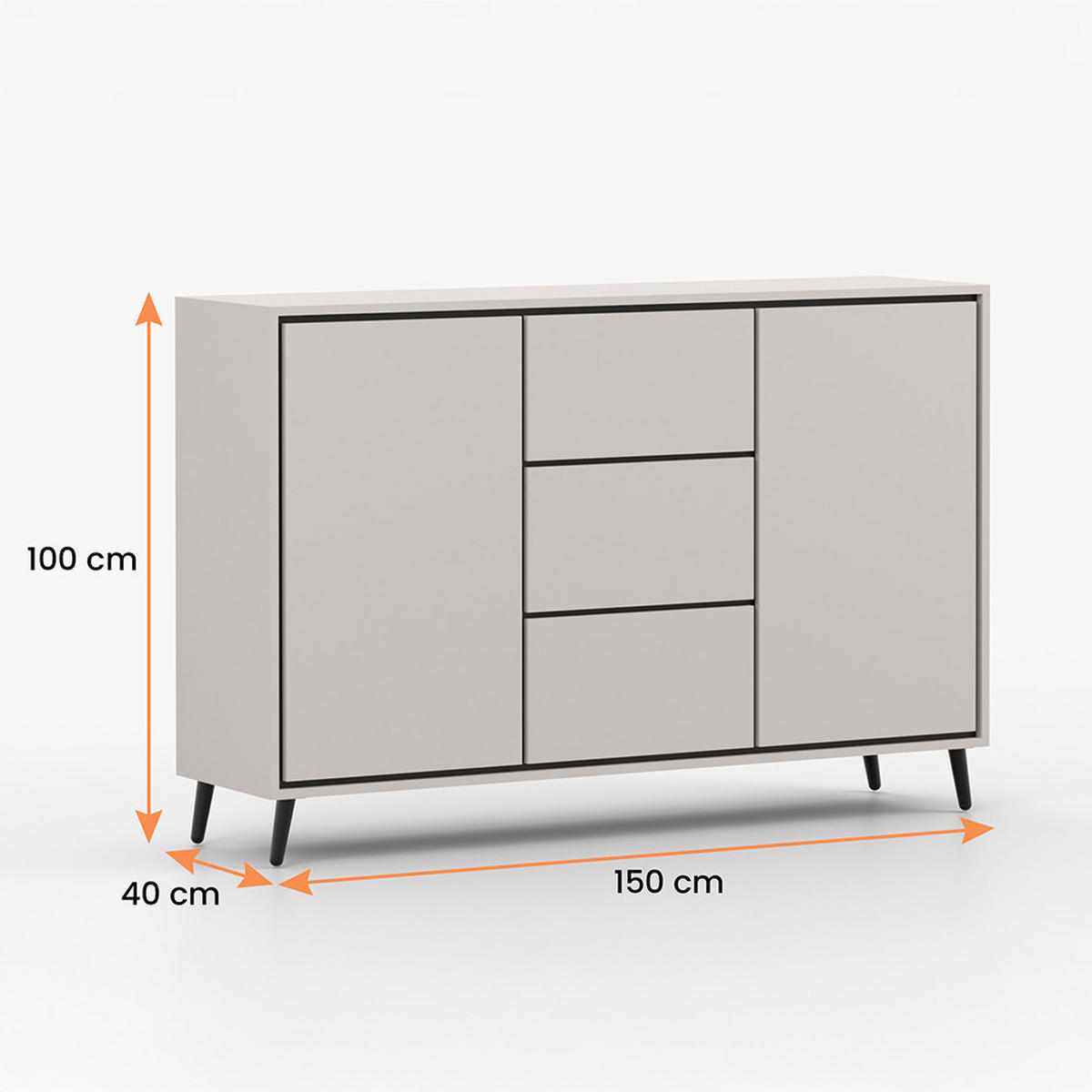 KOMMODE FRESCO 2D3S 90 cm Weiß/Weiß, drei Schubladen, grifflos - Kaschmir, Holzwerkstoff (150/100/40cm) - imoebel24