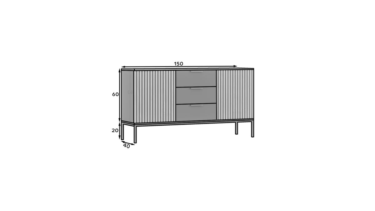 KOMMODE - Meteor (Schwarz + Artisan) - Schwarz, Holzwerkstoff/Metall (150/80/40cm) - Möblo