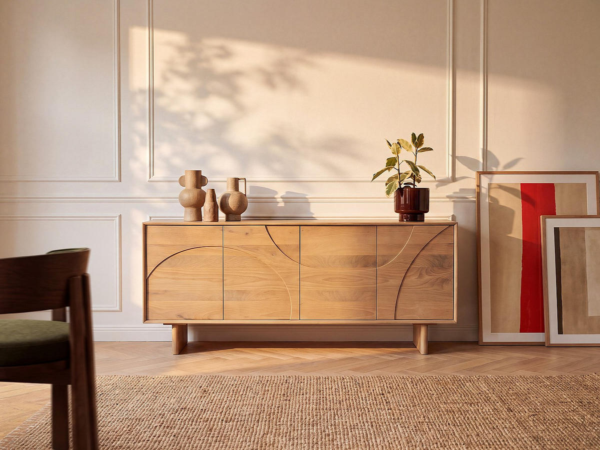 SIDEBOARD - 170 x 40 - holz - naturfarben hell Berlama - Naturfarben, Holz (170/76/40cm) - Vente-Unique