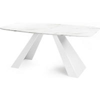 ESSTISCH Monte Weiß rechteckig ausziehbar, Marmor Weiß 180-220/90/76 cm - Ecru/Weiß, Holzwerkstoff/Metall (90/218/76cm) - WFL GROUP