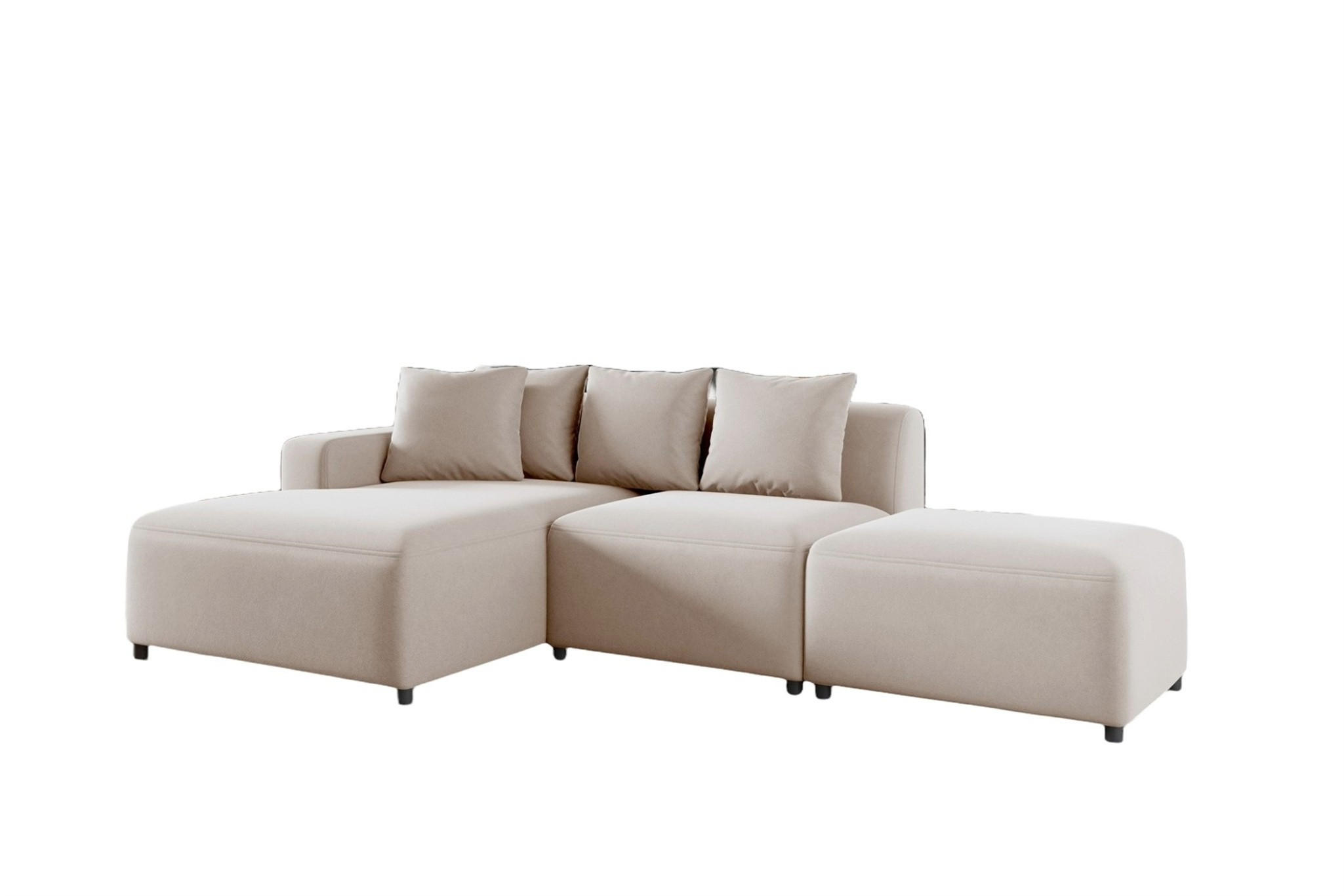 ECKSOFA Megan Xs In Stoff Salvador - Beige, Holzwerkstoff/Textil (304/165cm) - Fun Möbel