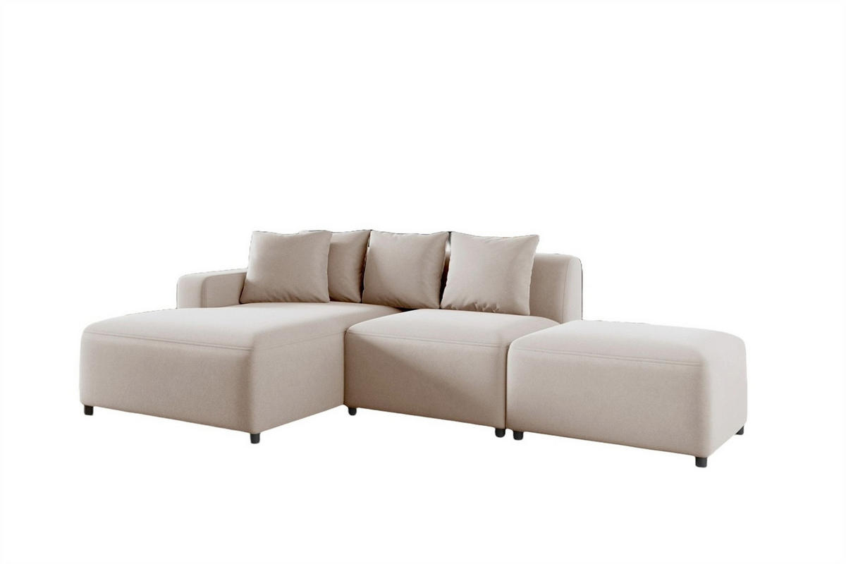 ECKSOFA Megan Xs In Stoff Salvador - Beige, Holzwerkstoff/Textil (304/165cm) - Fun Möbel