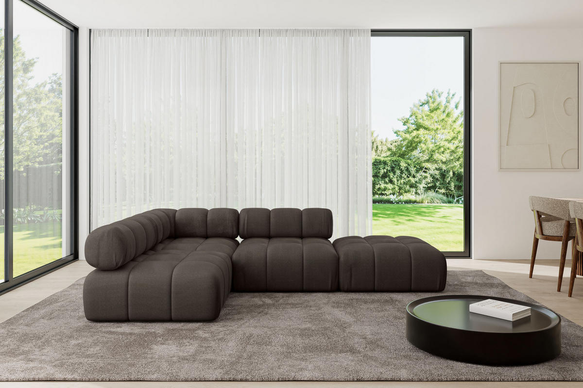 ECKSOFA modulares Sofa Favio-L1 - 285x190x70 cm Braun Velours - Braun, Holzwerkstoff/Textil (285/190cm) - ALTDECOR