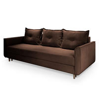 BETTSOFA NAPOL Braun Plüsch-Stoff mit Schlaffunktion - Braun, Textil (220/93/87cm) - MASSENO