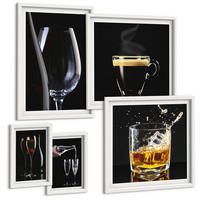 BILDER SET 5er Set - 50x50 cm & 20x30 cm & 40x60 cm Weißer Rahmen - Löwenzahn-Kalk-Kücheninschriften - Weiß, Kunststoff (40/60cm) - TULUP