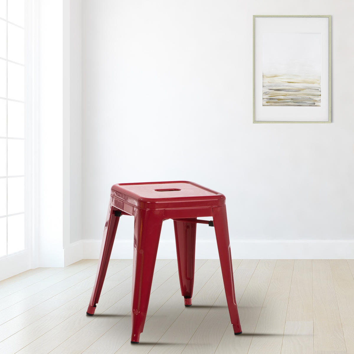 SITZHOCKER Arvida rot - Rot, Metall (40/46/40cm) - TPFLiving
