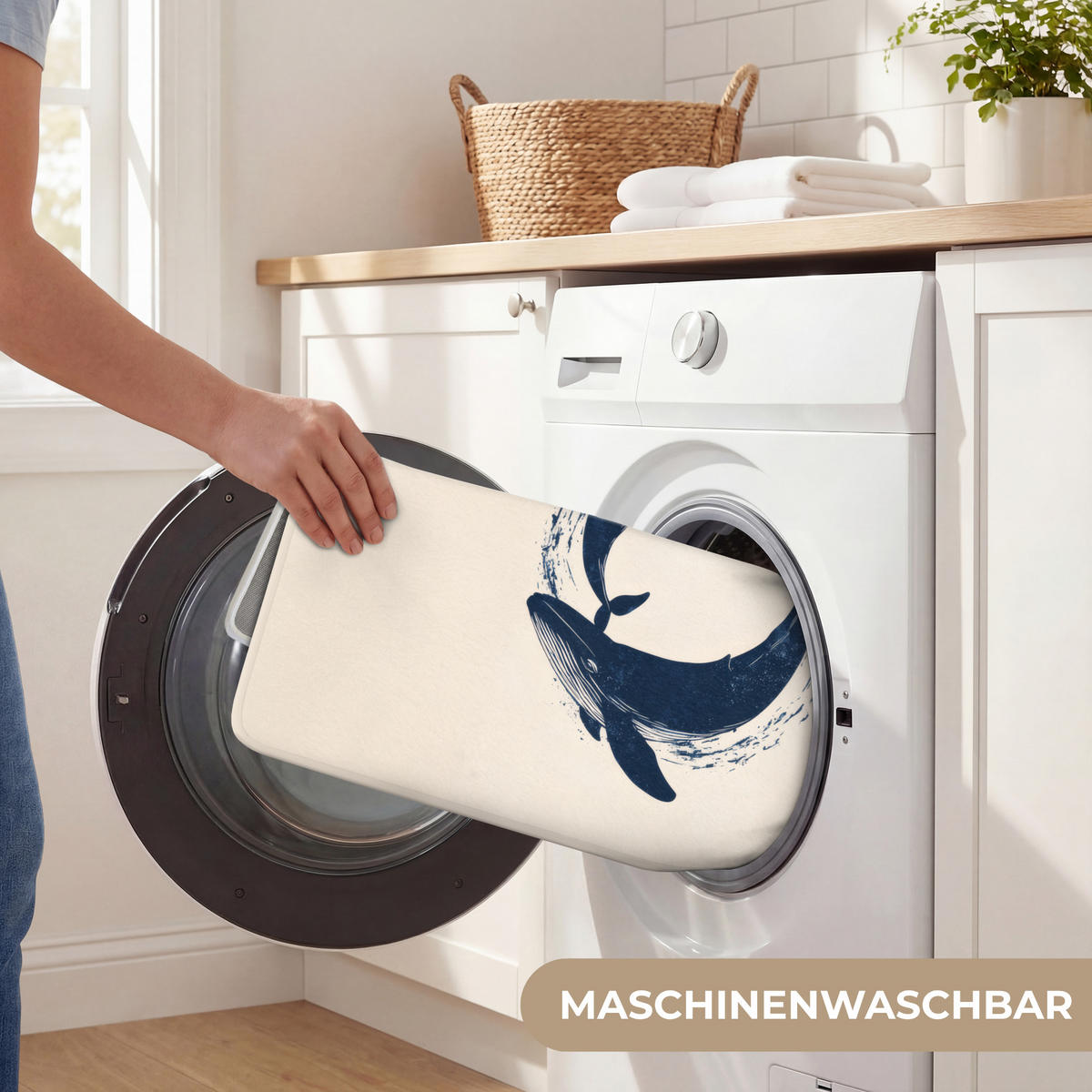 BADEMATTE Wale - Spritzer - Kreis - Dunkelblau 80x50 cm - Dunkelblau, Kunststoff/Textil (80/50cm)