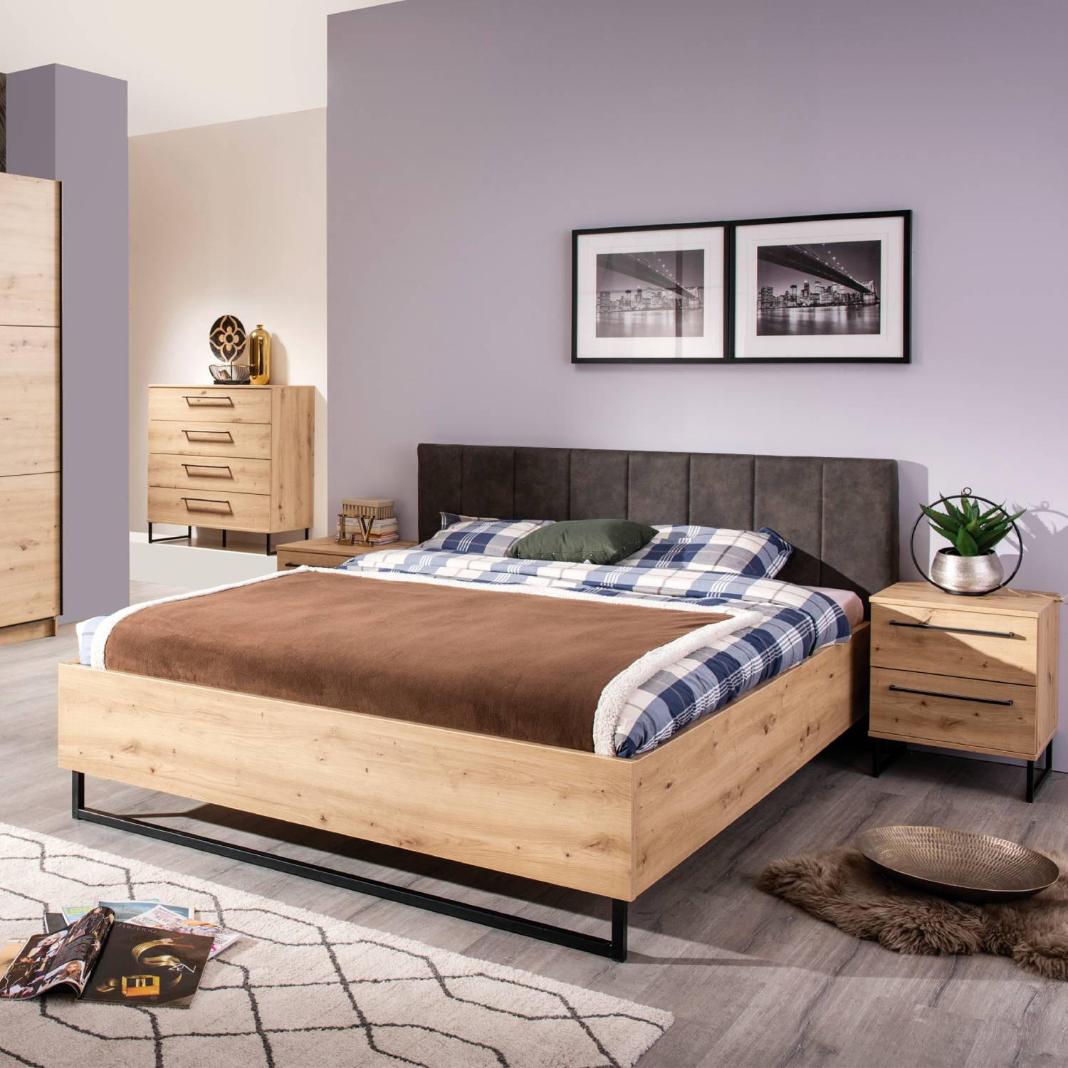 HOLZBETT Eiche 180/200 cm natur - Hellbraun, Holz (180/200cm) - Homestyle4u