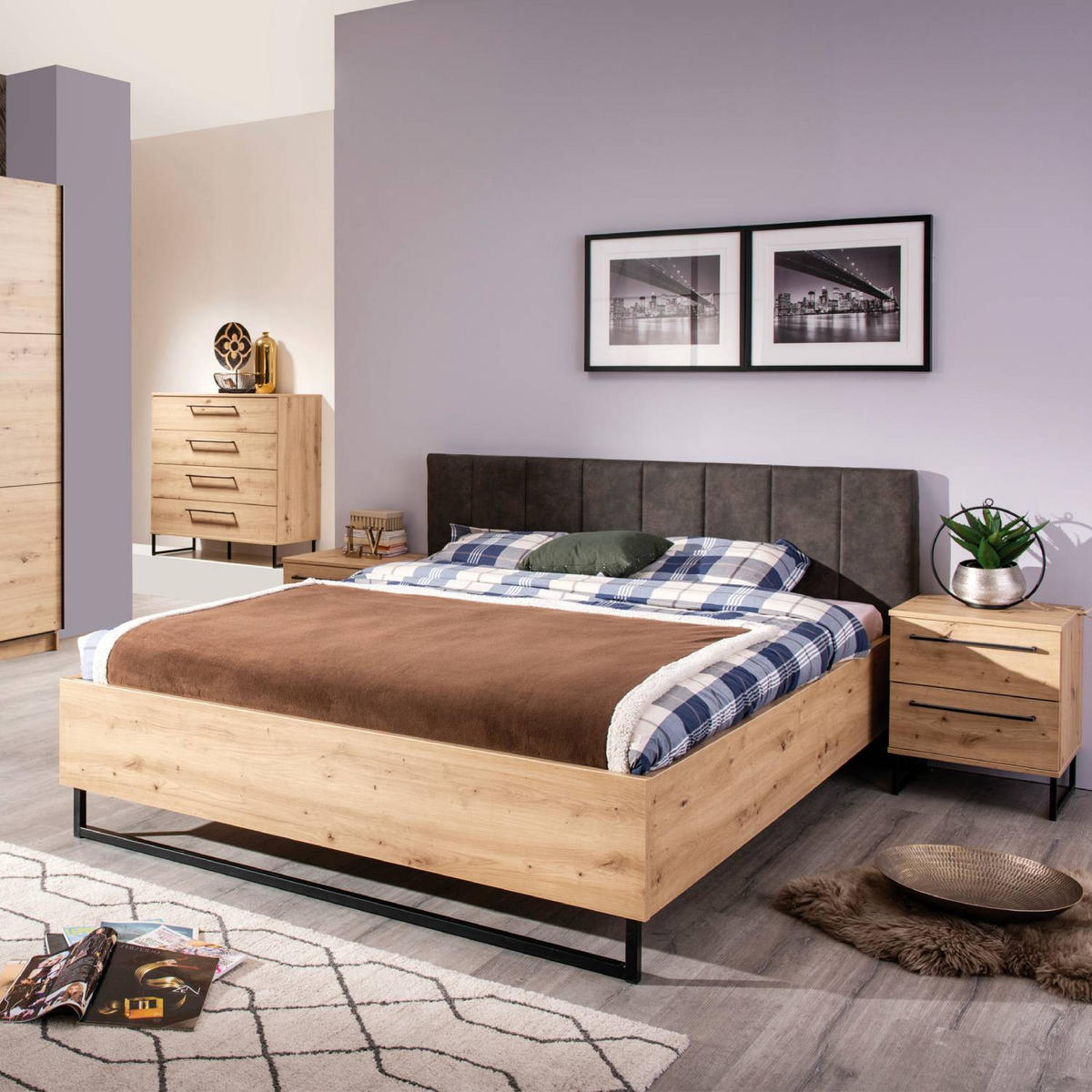 HOLZBETT Eiche 160/200 cm natur - Braun, Holz (160/200cm) - Homestyle4u