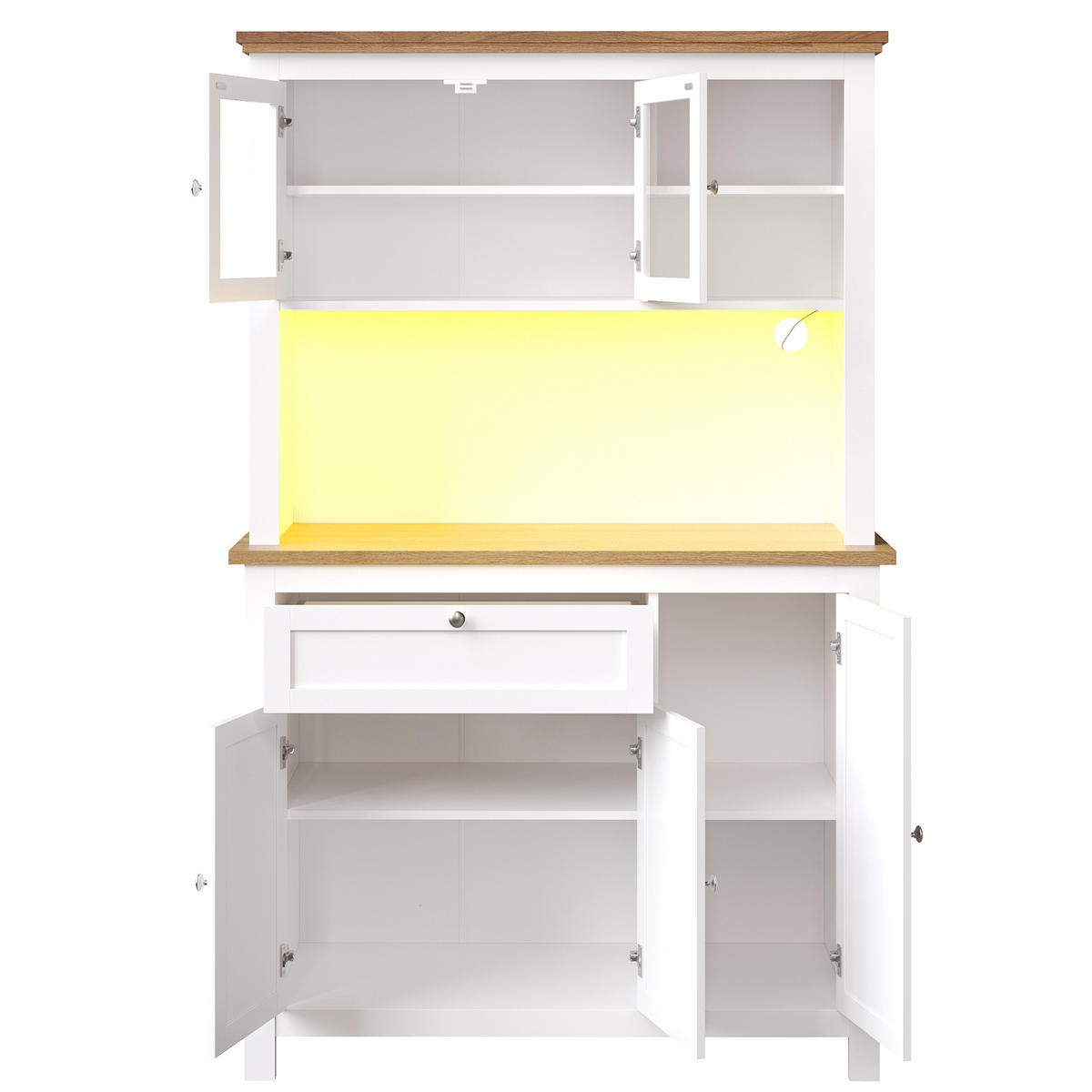 ANRICHTE 104/40/180 cm in Weiß mit LED-Beleuchtung und verstellbaren Böden - Weiß, Holzwerkstoff (104/180/40cm) - Flora Grace