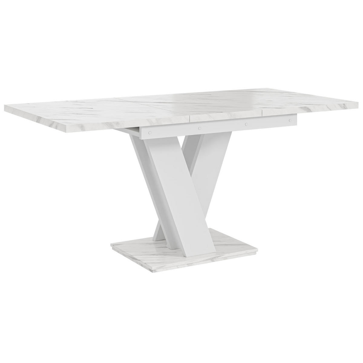 ESSTISCH Bianco Weiß Marmoptik Ausziehbar 120 - 160 cm - Weiß, Holzwerkstoff (120/80/75cm) - PROSPERO