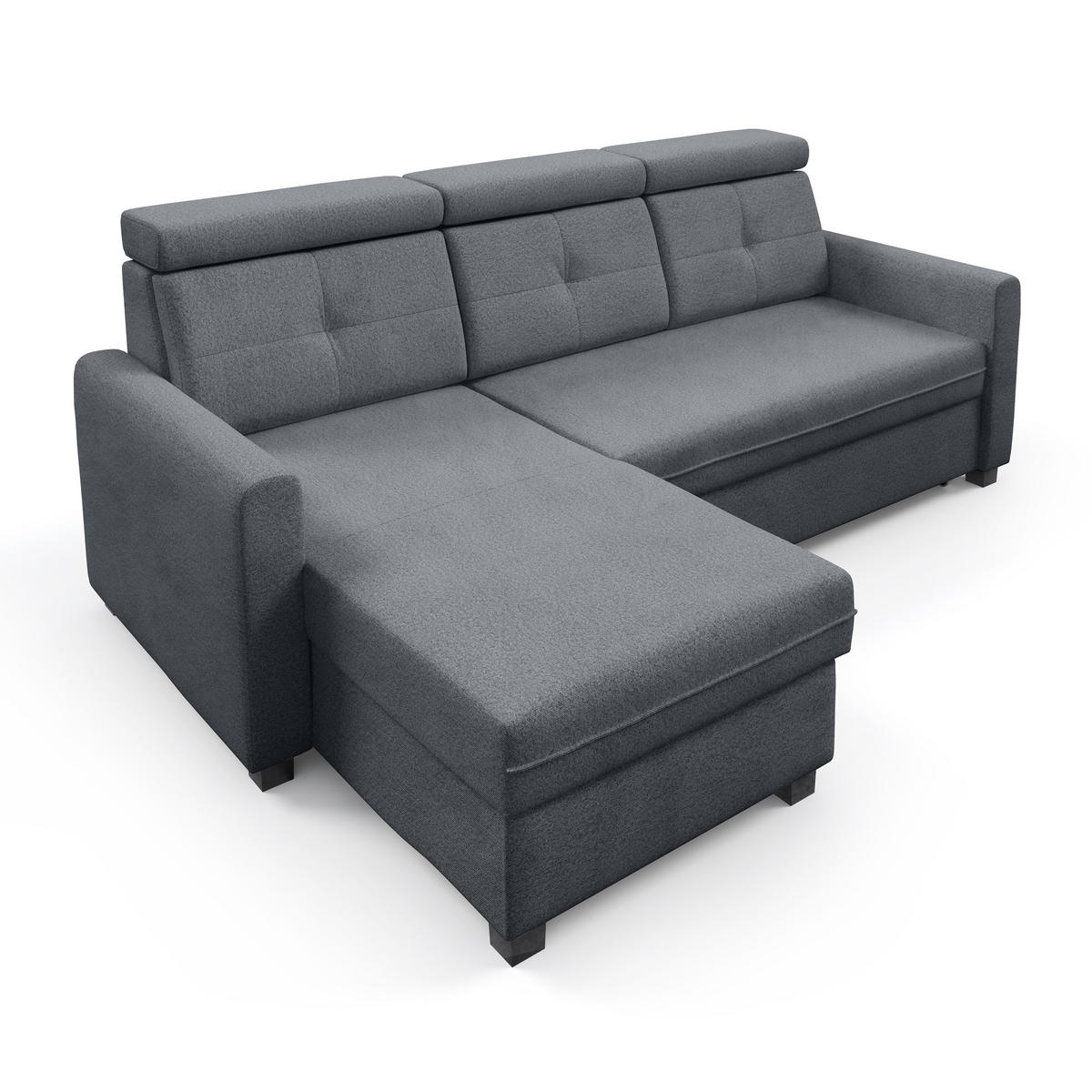 ECKSCHLAFSOFA Milano, Grau, links - Schwarz/Grau, Textil (217/166cm) - Beautysofa
