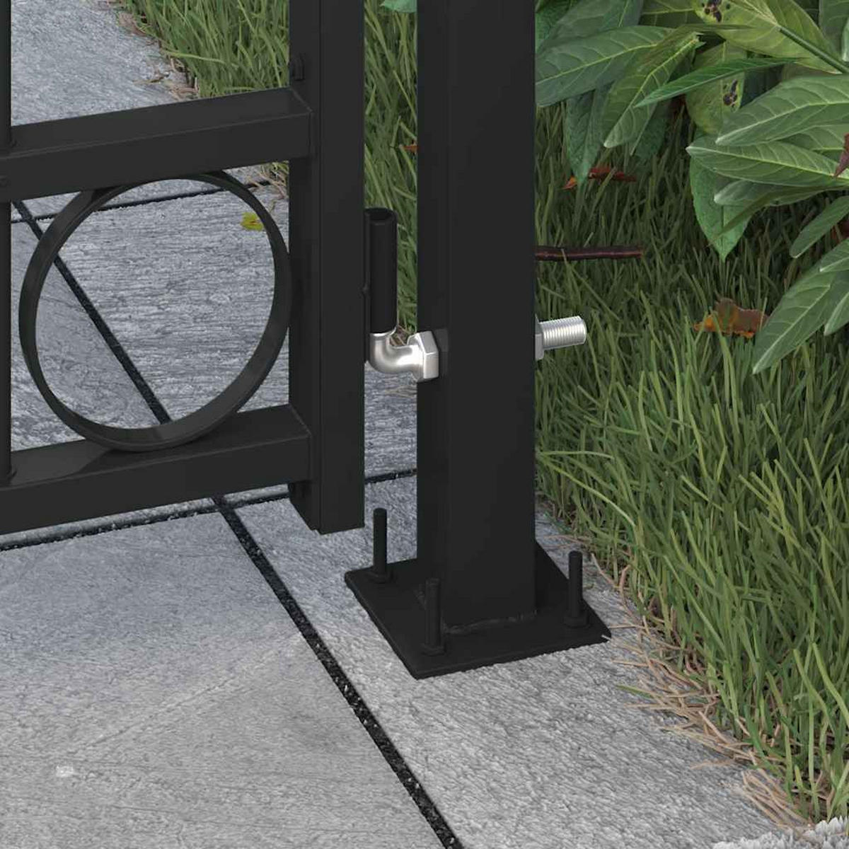 GARTENTOR mit gewölbter Spitze und 2 Pfosten, 105/204 cm, aus Stahl, Schwarz - Schwarz, Metall (105/204cm) - vidaXL