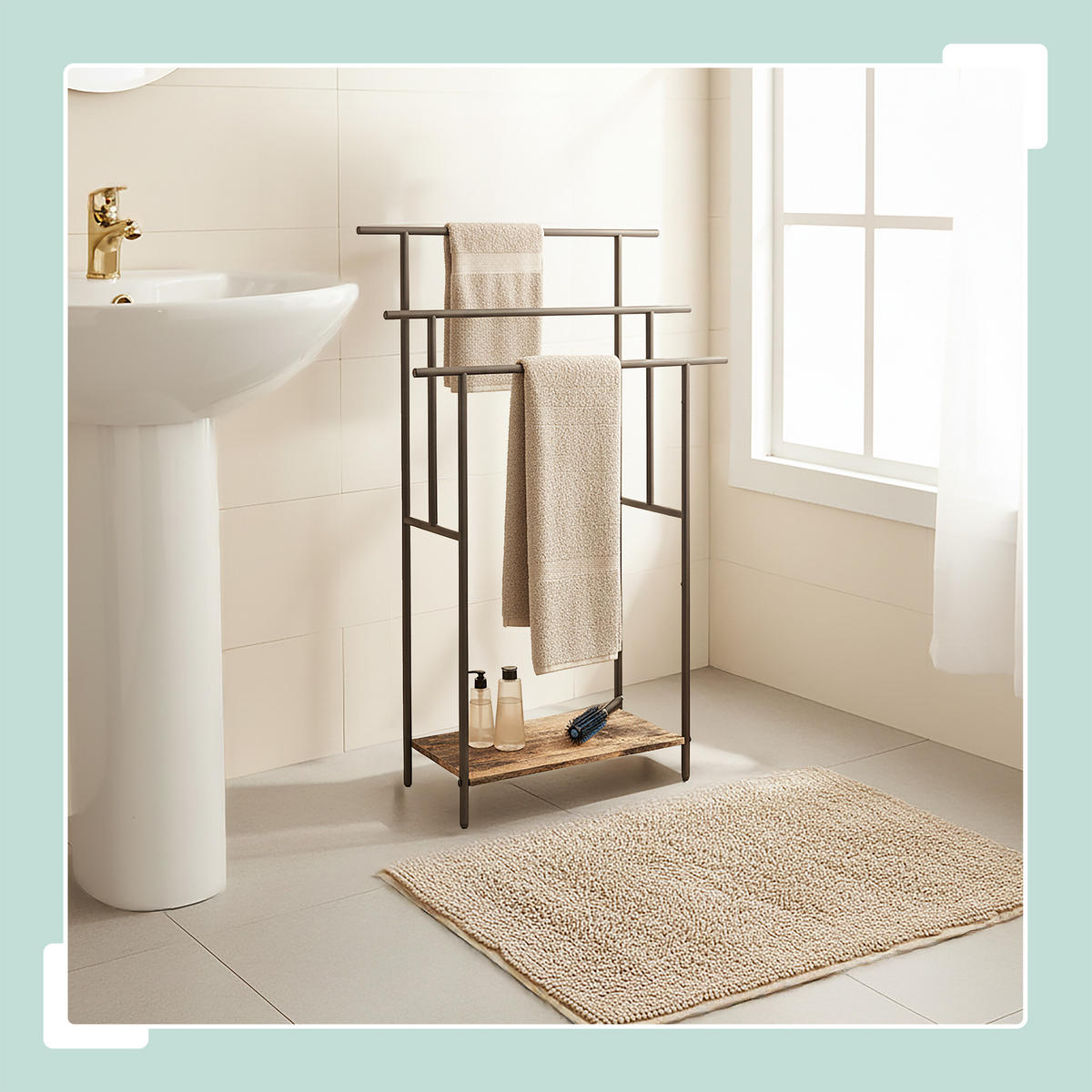 HANDTUCHSTÄNDER - Multicolor, Holzwerkstoff/Textil (68/100/30cm) - Relaxdays