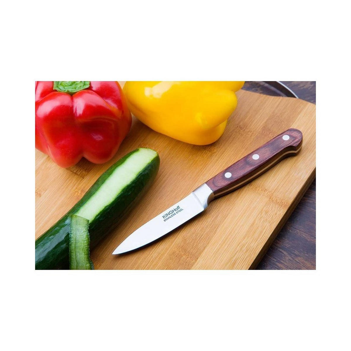 GEMÜSEMESSER Silber 19/2/19 cm KH3436 - Silberfarben, Holz (19cm) - Kinghoff 
