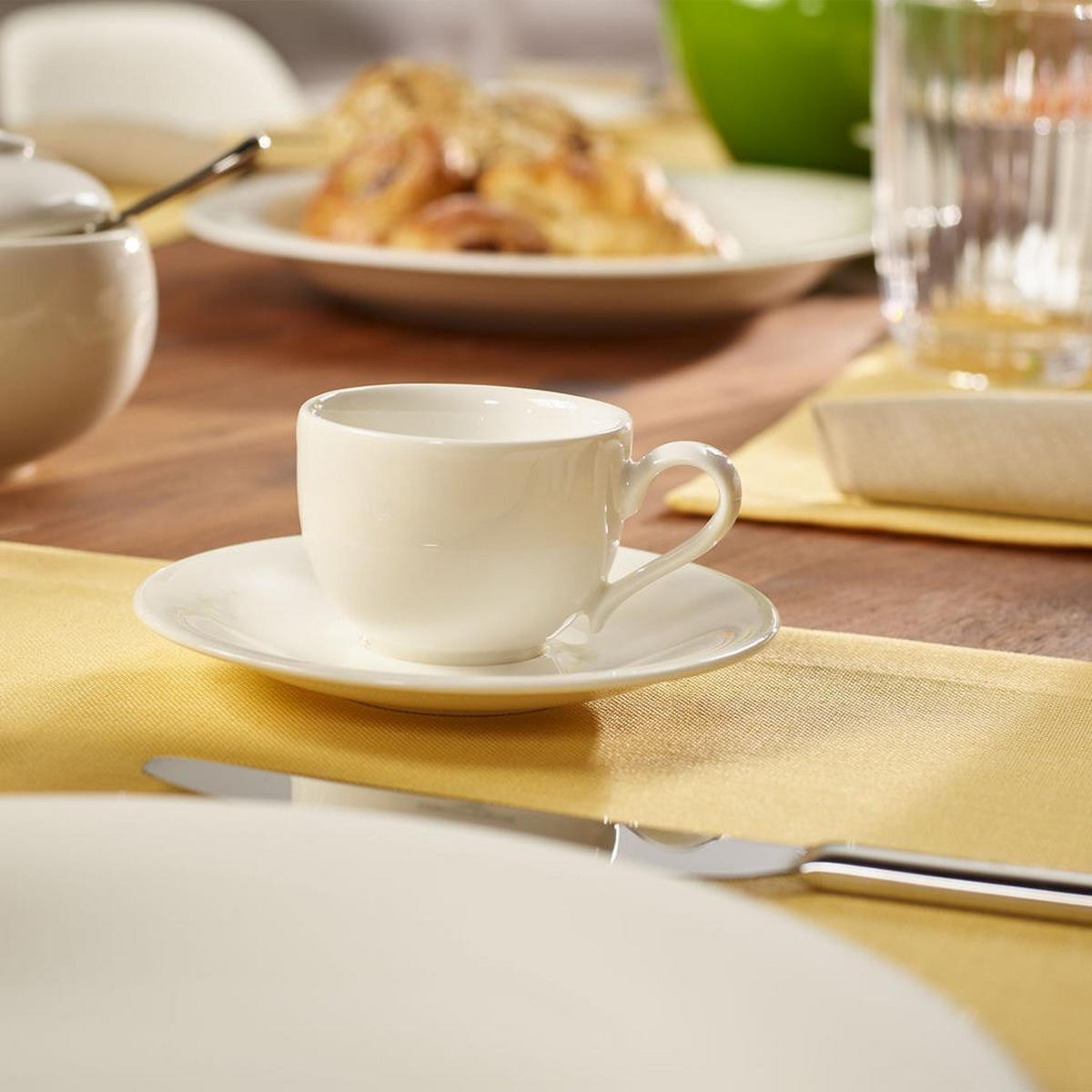 ESPRESSOTASSEN MIT UNTERTASSEN New Cottage Basic weiß 50 ml 6er Set - Weiß, Keramik (12/6.1/12cm) - Villeroy & Boch