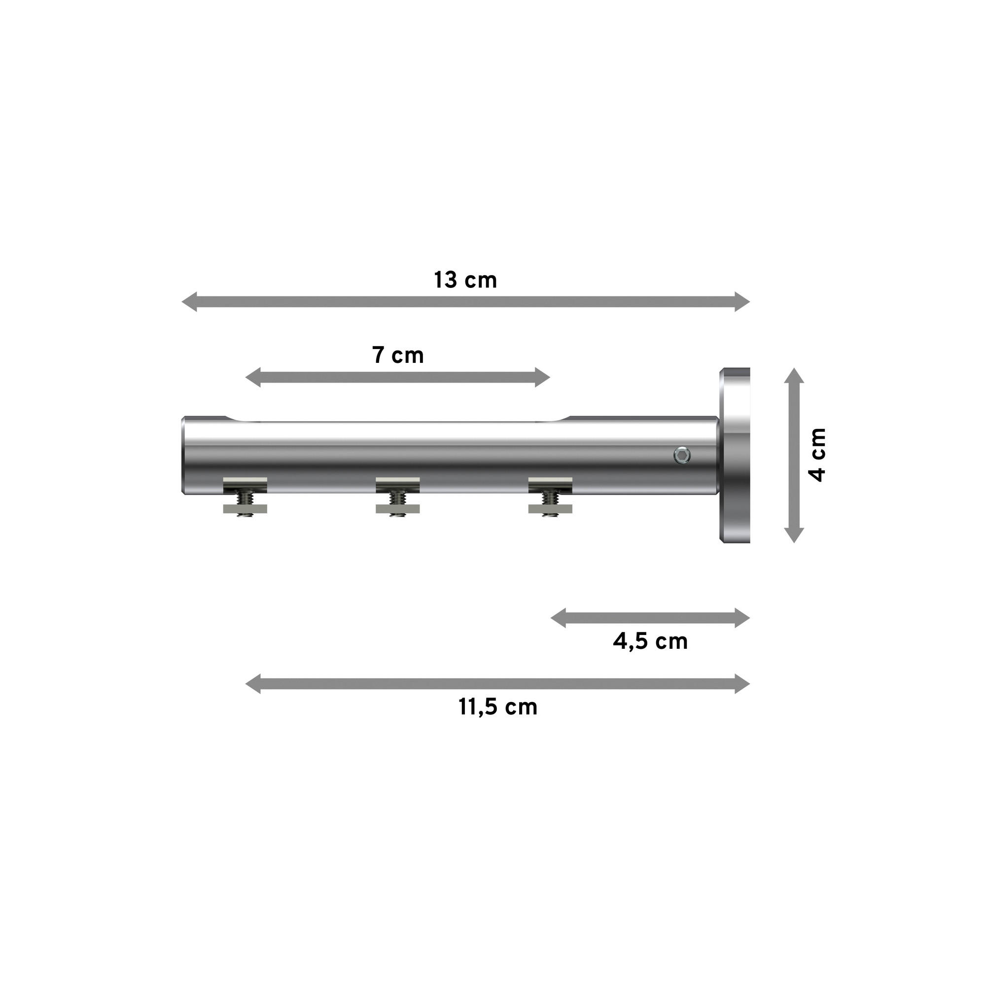 TRÄGER FÜR INNENLAUFSTANGEN 20 mm Ø, Siteno Langloch 1 bis 3-läufig, Chrom - Chromfarben, Metall (13/4/4cm) - INTERDECO