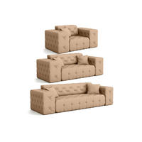 SOFASET Chantal - Beige, Holzwerkstoff/Textil (251/78/96cm) - Fun Möbel