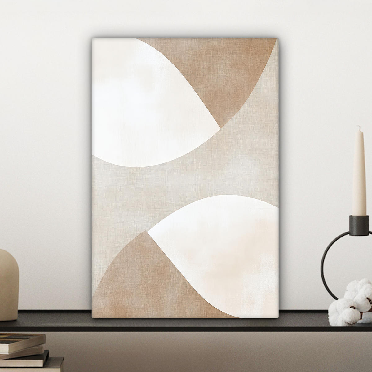 LEINWANDBILD Braun - Japandi - Abstrakt Deko Wohnzimmer 20x30 cm - Beige, Textil (20/30cm) - MuchoWow