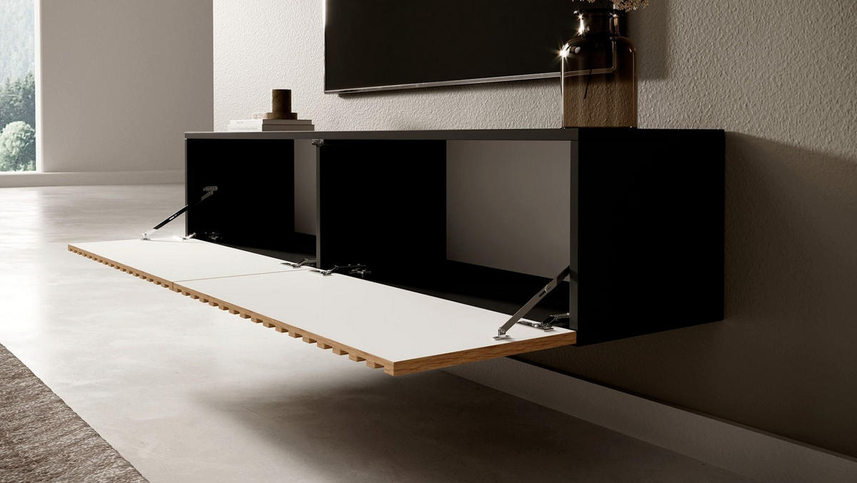 TV stolek Telire černý / dub 138/30/32 cm - černá/dub artisan, kompozitní dřevo (138.6/30/31.6cm) - Selsey