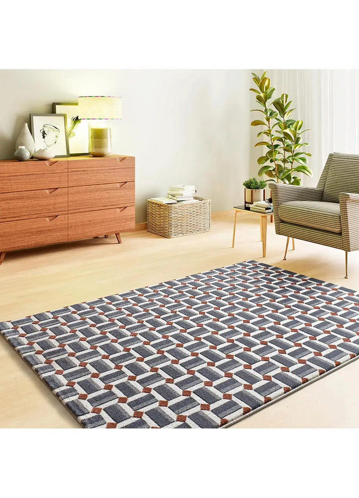 KURZFLORTEPPICH Blau / Weiß Amara 160/230 cm - Blau/Weiß, Naturmaterialien/Textil (160/230cm) - Atticgo