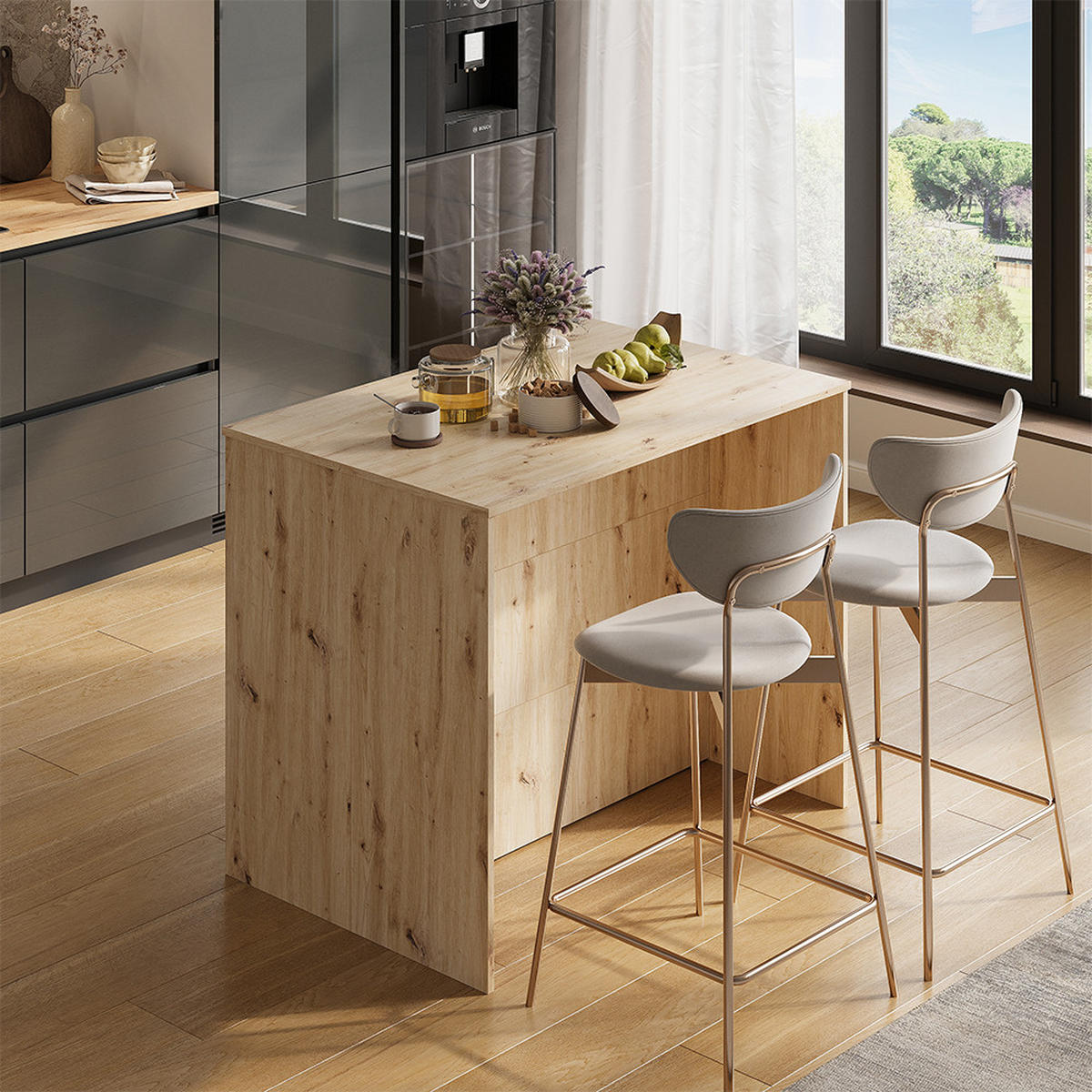 BARTISCH Aventi, Artisan-Eiche/Weiß, 105 x 70 cm - Eiche Artisan/Weiß, Holzwerkstoff (70/105/85.5cm) - Vicco
