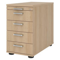 STANDCONTAINER - mit 4 Schubladen 80/42,8/72 cm in Eichefarben Chromgriff (Metall) - Eichefarben, Holzwerkstoff (42.8/72/80cm) - bümö