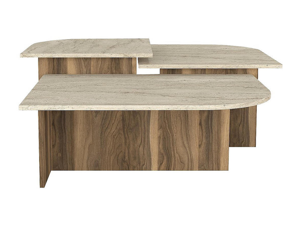 COUCHTISCH Set - 95cm x 70cm - Holzspan - beige - OMELINA - Beige, Holz (70/95/44.6cm) - Vente-Unique