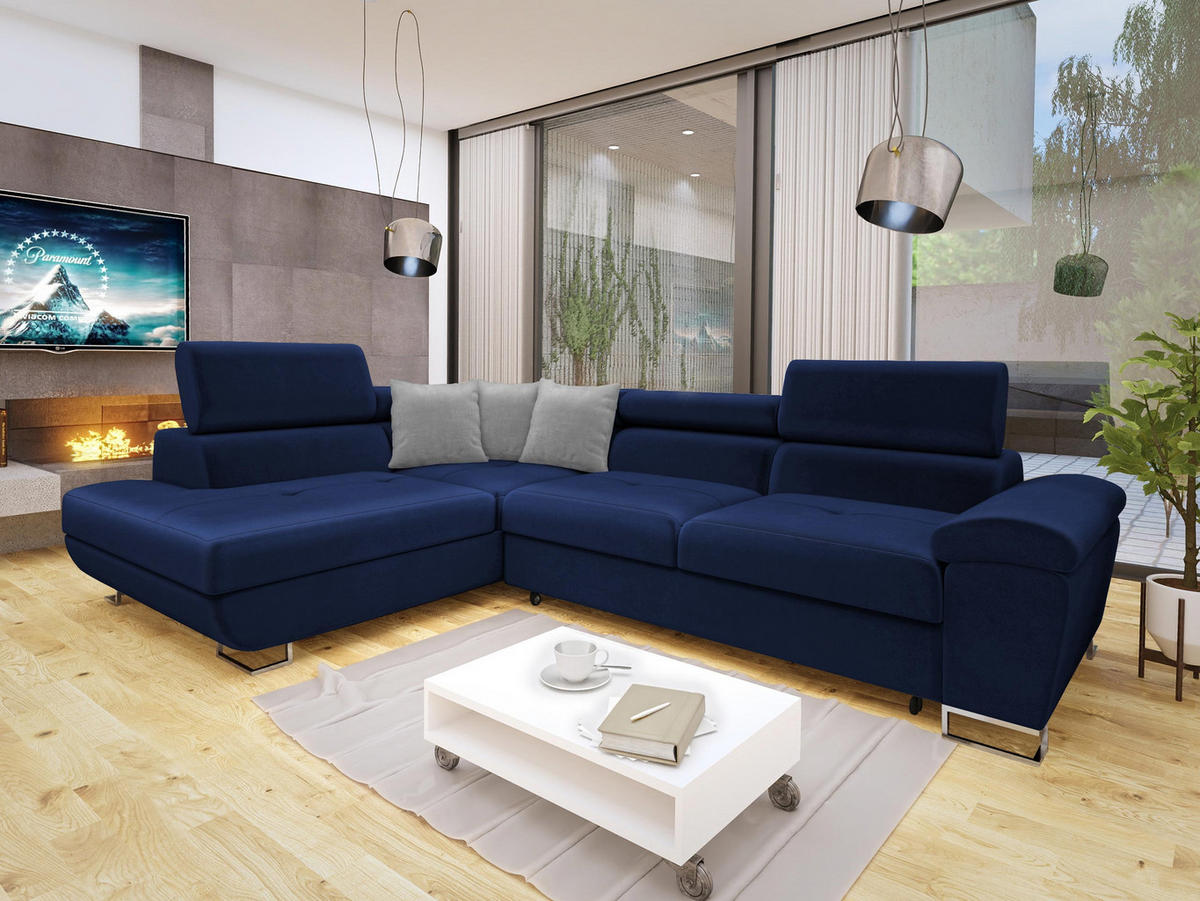 ECKSOFA Cotere, Seite: Links - Dunkelblau, Holz/Textil (270/202cm) - MIRJAN24