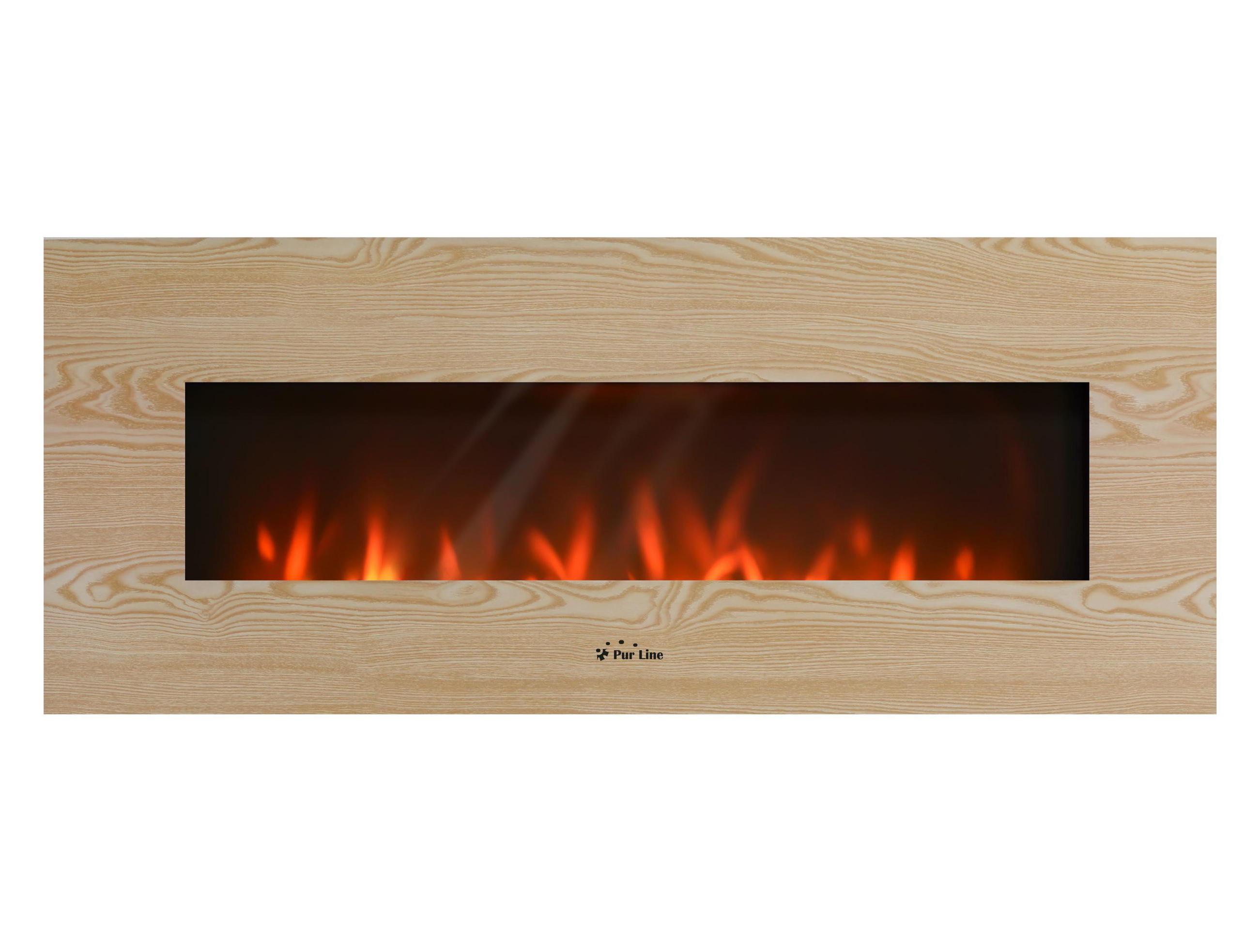 ELEKTROKAMIN Hellbraun Wandmodell mit Heizung 2000 W - Hellbraun, Glas (140/56/11cm) - Purline