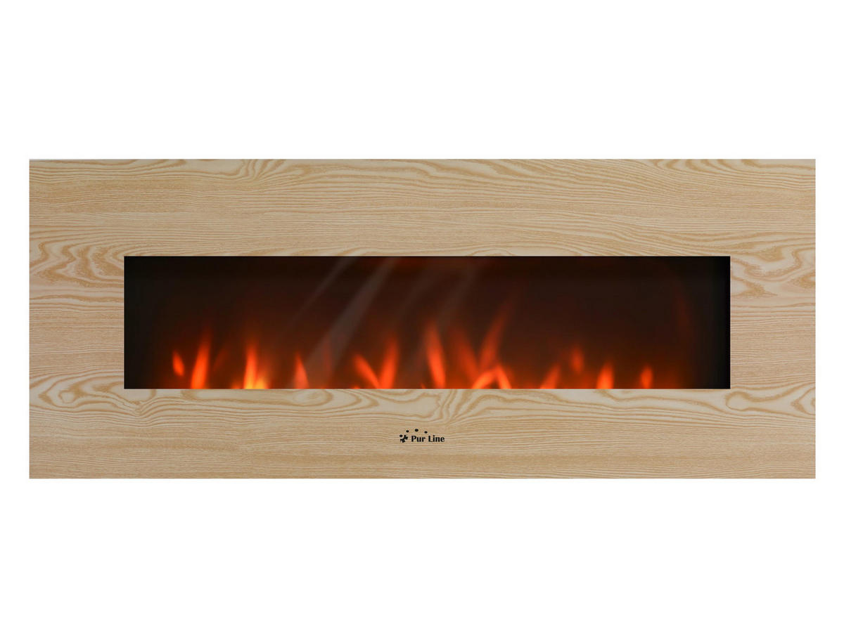 ELEKTROKAMIN Hellbraun Wandmodell mit Heizung 2000 W - Hellbraun, Glas (140/56/11cm) - Purline