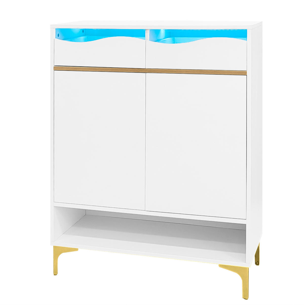 SCHUHSCHRANK 80/35/105 cm Weiß aus MDF und Spanplatte mit LED - Weiß, Holzwerkstoff (80/105/35cm) - OKWISH