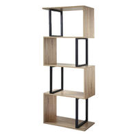 BÜCHERREGAL mit 4 Ebenen, Holzdekor und Metallständern - H148cm - Apfelbaumfarben, Holzwerkstoff (30/147.5/60cm) - Calicosy