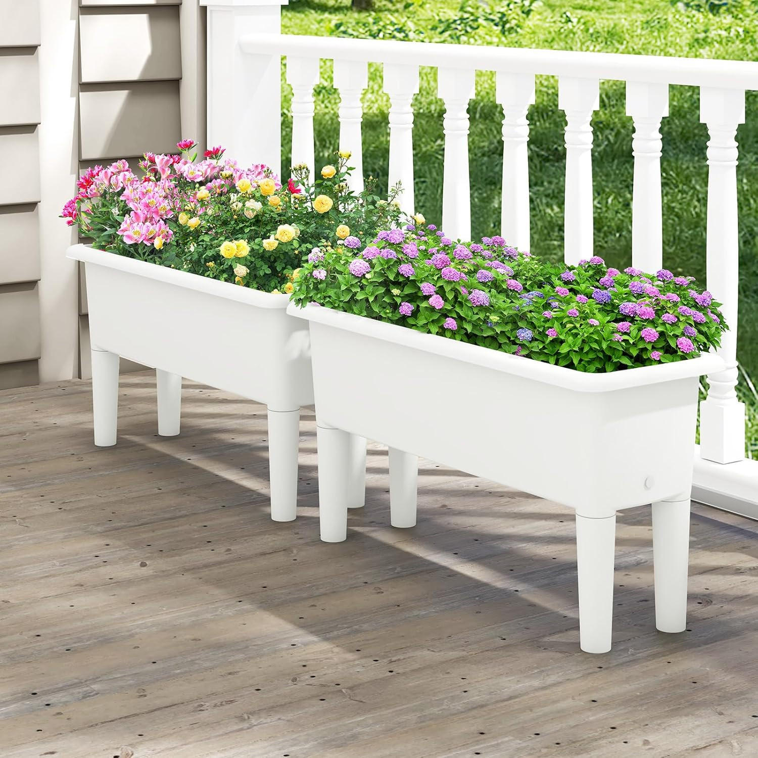 HOCHBEET 2er-Set Weiß - Weiß, Kunststoff (30/40/80cm) - COSTWAY