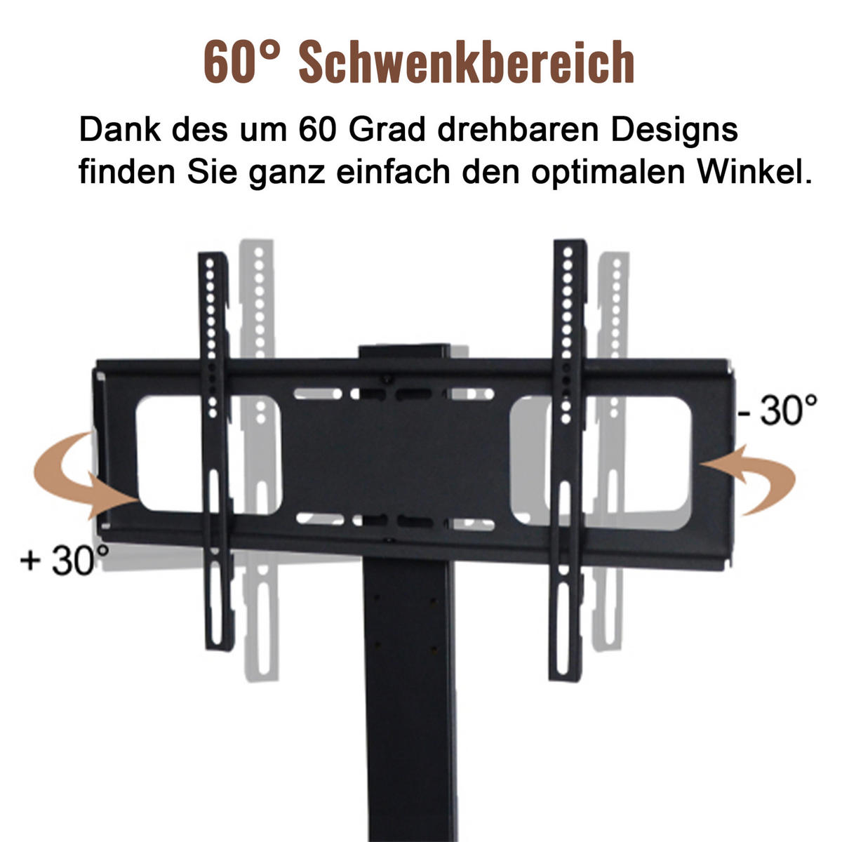 TV-SCHRANK aus MDF und Metall 42x116x125 cm Braun/Schwarz höhenverstellbar mit schwenkbarem TV-Ständer und Kabelmanagement - Braun, Holzwerkstoff (116/125/42cm) - Modfu