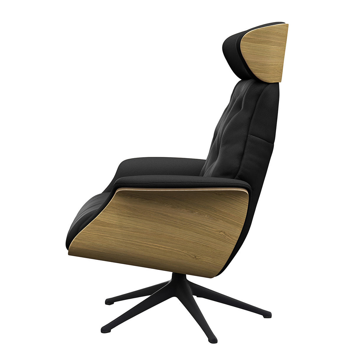 RELAXSESSEL - Echtleder - Schwarz, Leder/Metall (83/118/83cm) - home24