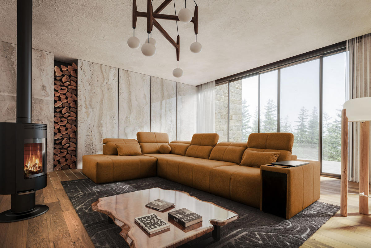 ECKSOFA L-Form Mindy XI Mit Schlaffunktion Und Verstellbarer Rückenlehne Stoff Verita Kupfer Links - Kupferfarben, Holz/Textil (230/350cm) - Kaiser Möbel