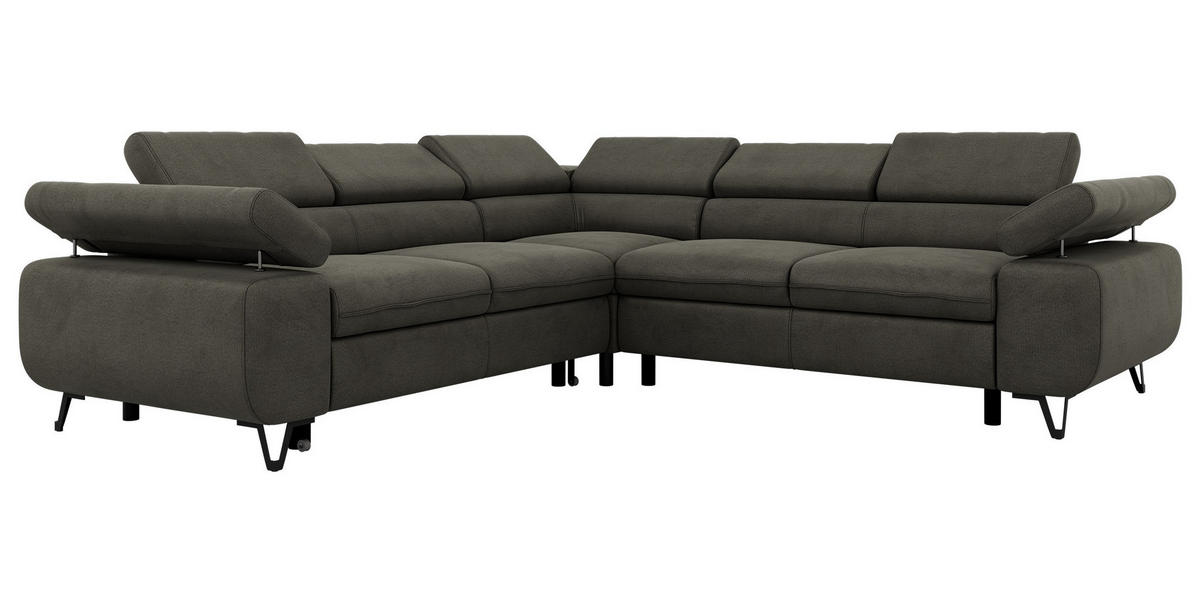 ECKSOFA QUADRO L - Anthrazit Velvet - Rechts Seite - Anthrazit/Schwarz, Textil/Metall (269/269cm) - MKS
