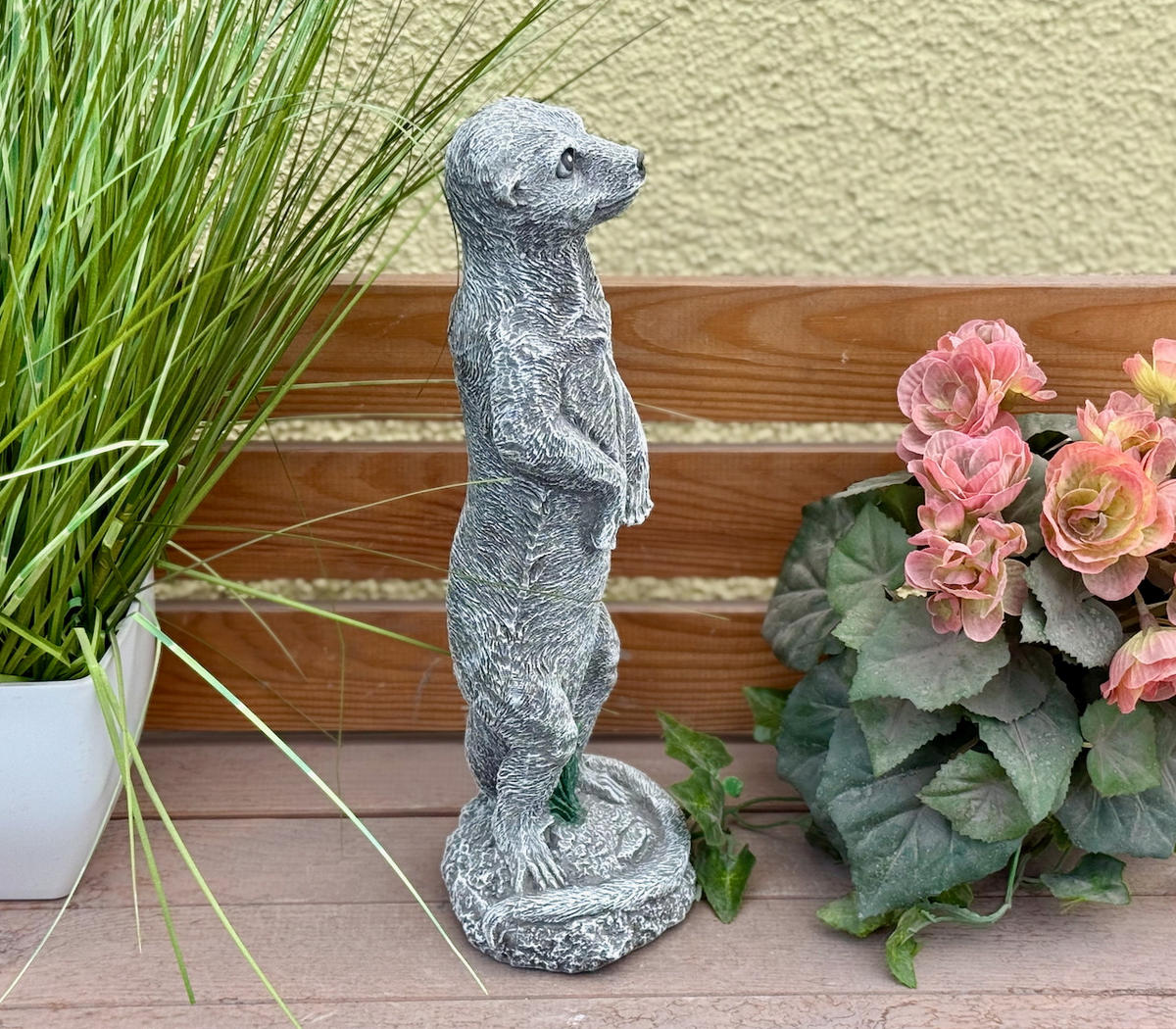 STEINFIGUR Erdmännchen Guido, frostfest, massiv - Grau, Stein (12/35/9cm) - stoneandstyle