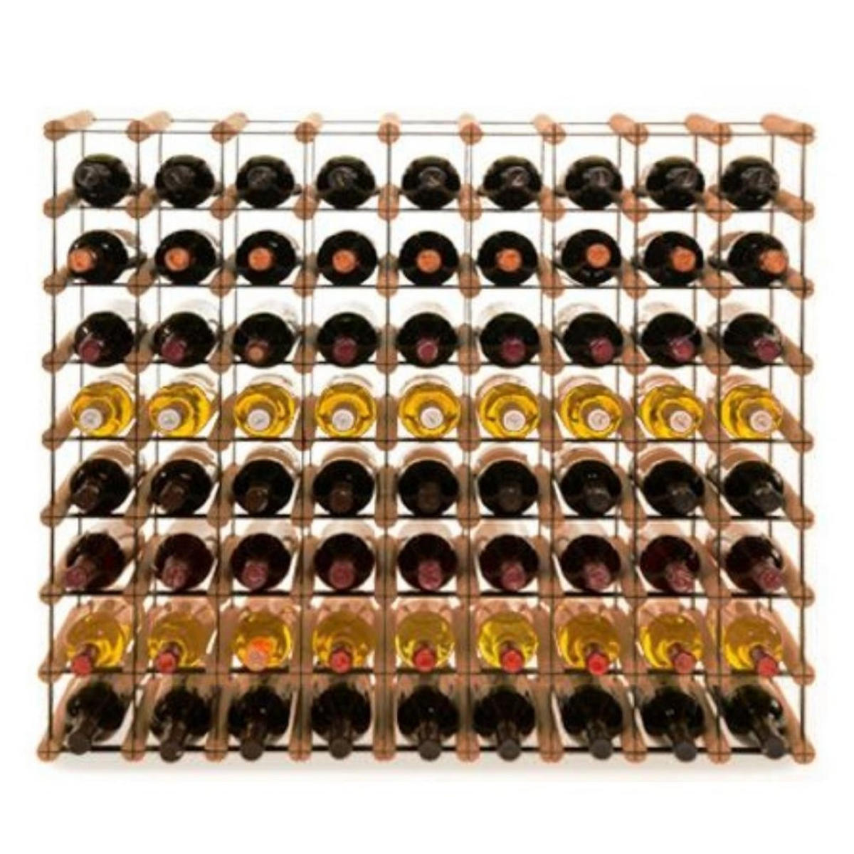 WEINREGAL Vinotega Mod Metal 82,5x92,5x24,5 cm 9x8 Flaschen Massives Kiefernholz Braun Geölt - Braun, Holz (92.5/82.5/24.5cm) - PROREGAL